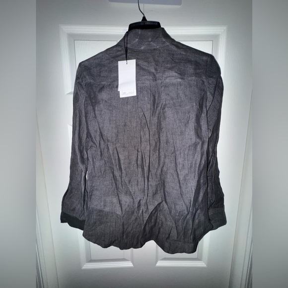 Theory Hekanina Tie Front Drape Hemp Shirt-Pewter Sz S NWT & extra buttons - Picture 4 of 15